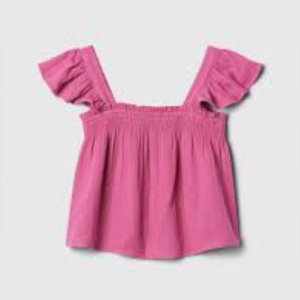 GAP Girls Pink Gauze Flutter Sleeve Top Size 10 L Smocked NWOT